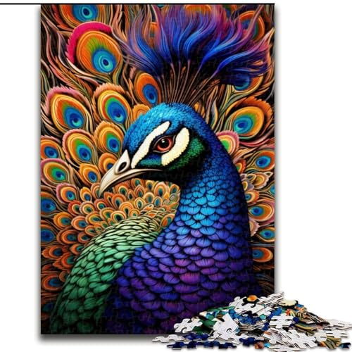 Puzzle für Erwachsene, Psychedelischer Pfau, Puzzle für Erwachsene, Größe: 50x75cm, für Reiseliebhaber und Paare, anspruchsvolles Spielzeug von LYXIANY