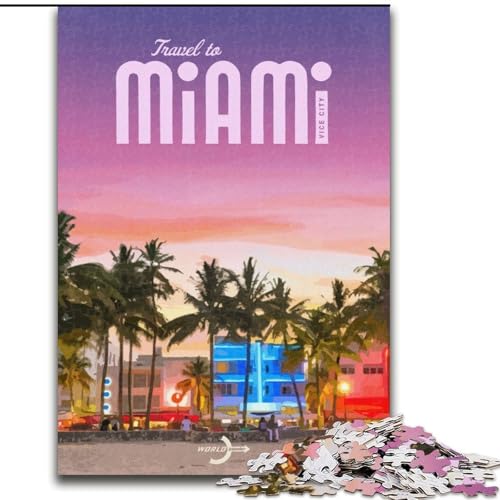 Puzzle für Erwachsene, Reise nach Miami, für Kinder ab 14 Jahren, jedes Teil ist einzigartig – lustiges und herausforderndes Spiel für die ganze Familie, tolles Geschenk, 50x75cm von LYXIANY
