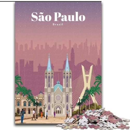 Puzzle für Erwachsene, Reise nach Sao Paulo, für Kinder ab 14 Jahren, jedes Teil ist einzigartig – lustiges und herausforderndes Spiel für die ganze Familie, tolles Geschenk, 50x75cm von LYXIANY