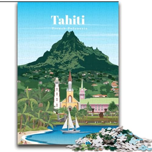 Puzzle für Erwachsene, Reise nach Tahiti, für Kinder ab 14 Jahren, jedes Teil ist einzigartig – lustiges und herausforderndes Spiel für die ganze Familie, tolles Geschenk, 75x100cm von LYXIANY
