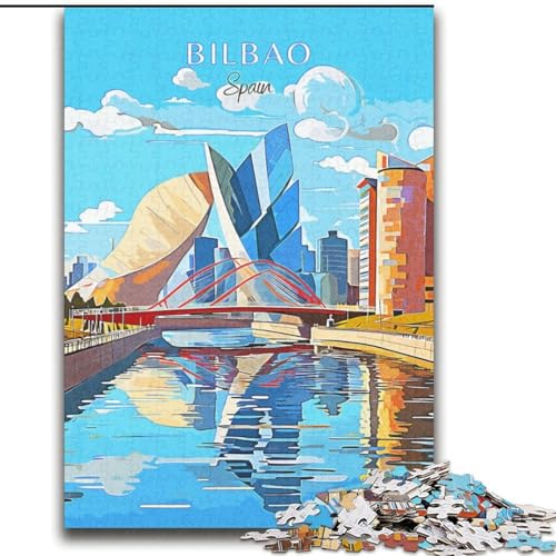 Puzzle für Erwachsene, Spanien, Bilbao, Reise, für Kinder ab 14 Jahren, jedes Teil ist einzigartig – lustiges und herausforderndes Spiel für die ganze Familie, tolles Geschenk, 75x100cm von LYXIANY