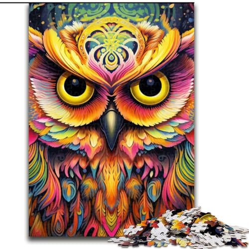 Puzzle für Erwachsene, rosa Eule, Puzzle für Erwachsene, Größe: 50x75cm, für Reiseliebhaber und Paare, anspruchsvolles Spielzeug von LYXIANY