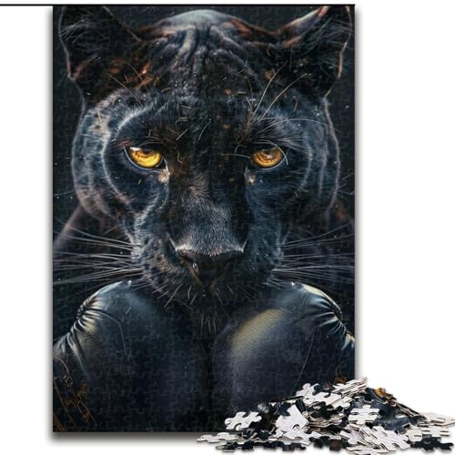 Puzzle für Erwachsene, schwarzer Leoparden-Boxer, anspruchsvolles Spiel und Familienspiel mit vollständig ineinandergreifenden, zufällig geformten Teilen (Größe 26x38cm) von LYXIANY