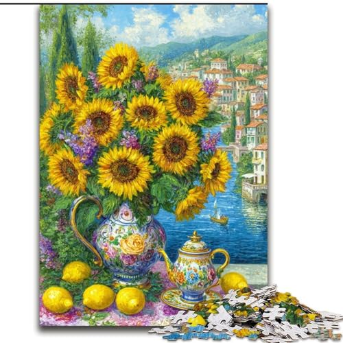 Puzzle für Erwachsene,1000 Teile,Blumen- und Sonnenblumenkunst aus Holz,perfekte DIY-Kunstdekoration oder Geburtstagsgeschenk,Spaß beim Basteln für die ganze Familie,perfekt für Geburtstage,Feiertage von LYXIANY