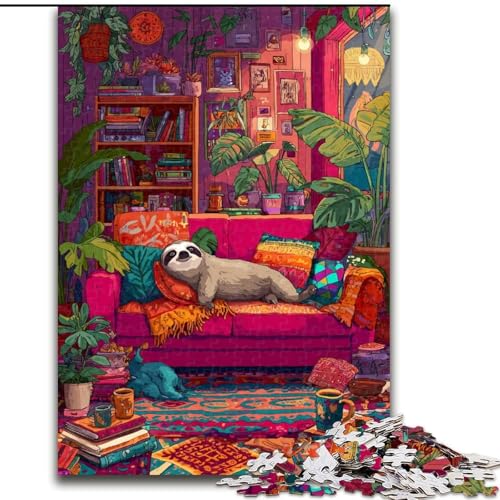 Puzzle für Erwachsene,1000 Teile,Faultier auf dem Sofa,aus Holz,perfekte DIY-Kunstdekoration oder Geburtstagsgeschenk,50x75cm,Spaß beim Basteln für die ganze Familie,perfekt für Geburtstage,Feiertage Puzzle für Erwachsene,1000 Teile,Faultier auf dem Sofa,aus Holz,perfekte DIY-Kunstdekoration oder Geburtstagsgeschenk,50x75cm,Spaß beim Basteln für die ganze Familie,perfekt für Geburtstage,Feiertage von LYXIANY