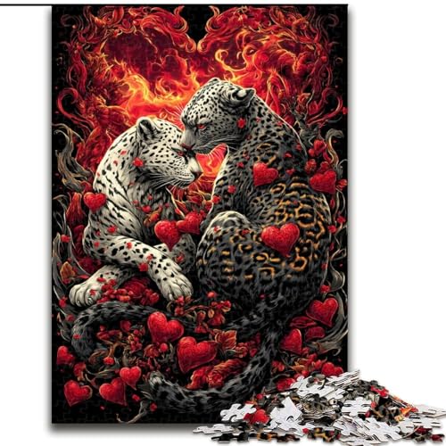 Puzzle für Erwachsene,1000 Teile,Leopardenpaar,aus Holz,perfekte DIY-Kunstdekoration oder Geburtstagsgeschenk,Größe 50x75cm,Spaß beim Basteln für die ganze Familie,perfekt für Geburtstage,Feiertage von LYXIANY