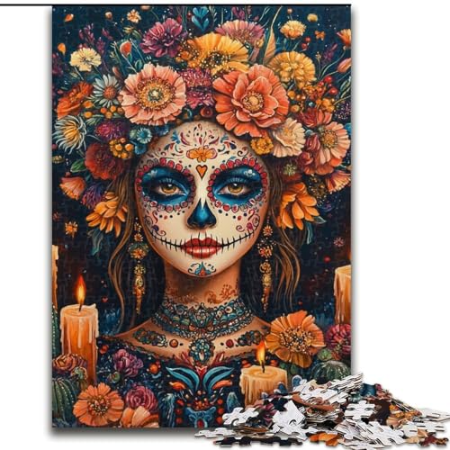 Puzzle für Erwachsene,1000 Teile,mexikanische Totenkopfmädchen,aus Holz,perfekte DIY-Kunstdekoration oder Geburtstagsgeschenk,Spaß beim Basteln für die ganze Familie,perfekt für Geburtstage,Feiertage von LYXIANY