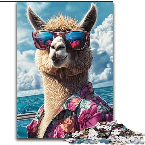Puzzle für Erwachsene „Alpaka im Urlaub“, 1000 Teile, lustige Spiele für die ganze Familie, Aktivitäten für zu Hause, Geburtstagsgeschenk, Reisegeschenke (Größe 50x75cm) von LYXIANY
