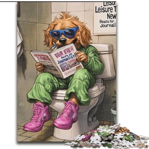 Puzzle für Erwachsene „Golden Retriever Go Toilet“ Holzpuzzle, Größe: 50x75cm, anspruchsvolles Denkspiel für Teenager, unterhaltsames interaktives Spiel für die ganze Familie von LYXIANY