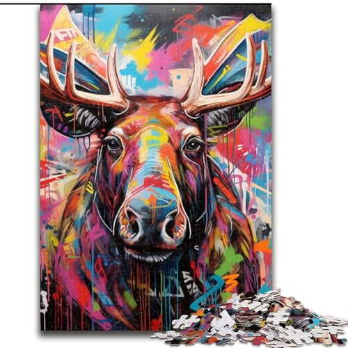 Puzzle für Erwachsene 1000, Elch-Graffiti-Puzzle, 1000 Teile, anspruchsvolles Denkspiel für Teenager, perfekt als Heimdekoration oder Geschenk, 50x75cm Puzzle für Erwachsene 1000, Elch-Graffiti-Puzzle, 1000 Teile, anspruchsvolles Denkspiel für Teenager, perfekt als Heimdekoration oder Geschenk, 50x75cm von LYXIANY