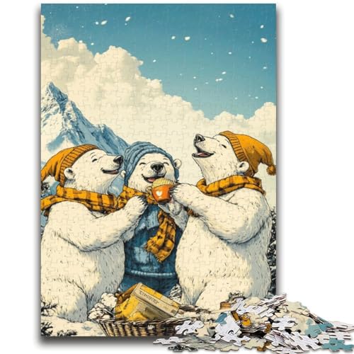Puzzle für Erwachsene 1000 Eisbärenpaar Lernspiele Heimdekoration Lernspiel für Geburtstag, Weihnachten 38x26cm von LYXIANY