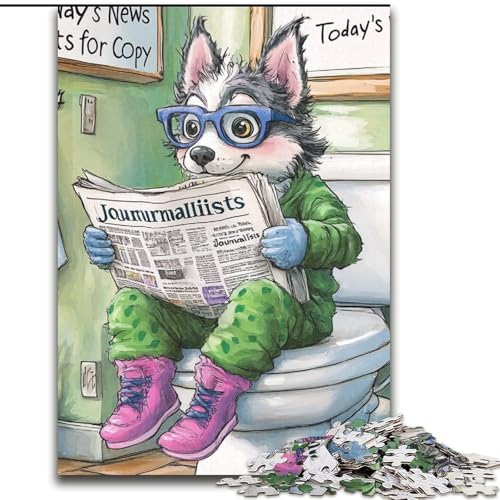 Puzzle für Erwachsene 1000 Husky Go Toilet Puzzle 1000 Teile, anspruchsvolles Denkspiel für Teenager, perfekt als Heimdekoration oder Geschenk, 50x75cm von LYXIANY