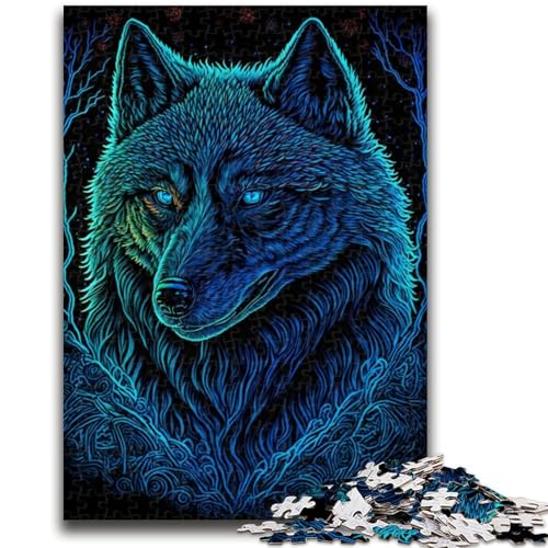 Puzzle für Erwachsene 1000 Schwarzlichtwolf-Lernspiele, Heimdekoration, Lernspiel für Geburtstag, Weihnachten, 38x26cm von LYXIANY