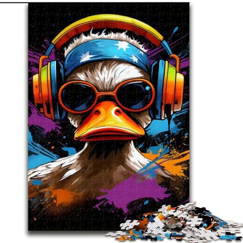 Puzzle für Erwachsene 1000 Teile, Ente mit Kopfhörern, Puzzle für Erwachsene, 1000 Teile, anspruchsvolles Denkspiel für Teenager, perfekt als Heimdekoration oder Geschenk, Größe: 50x75cm von LYXIANY