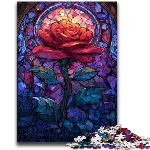 Puzzle für Erwachsene 1000 Teile Buntglasrose für und ab 14 Jahren Mitmachspiel Weihnachtsspiel Geschenke 50x75cm von LYXIANY