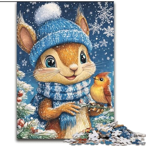Puzzle für Erwachsene 1000 Teile Eichhörnchen im Winter, Spielzeug, Lernspiele, Stressabbau, tolle Geschenke und Spielzeuge, 26x38cm von LYXIANY