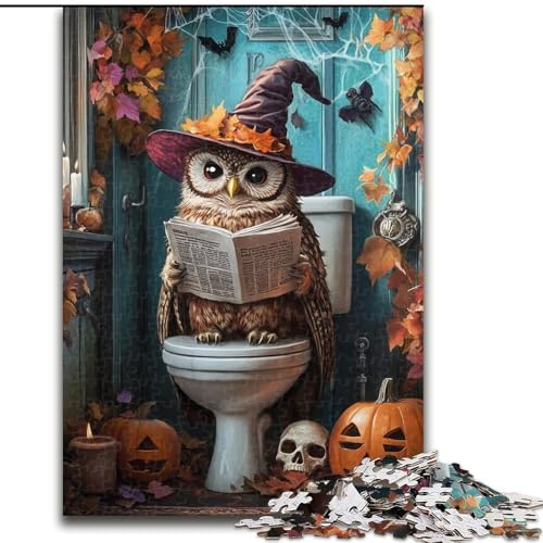 Puzzle für Erwachsene 1000 Teile Eule auf der Toilette, Spielzeug, Lernspiele, Stressabbau, tolle Geschenke und Spielzeuge (Größe 26x38cm) von LYXIANY