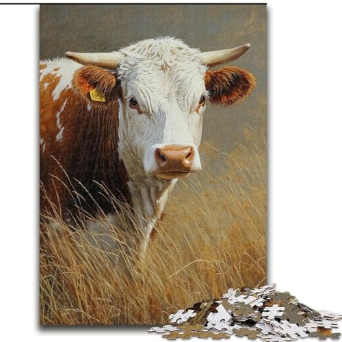 Puzzle für Erwachsene 1000 Teile Graslandkuh, Spielzeug, Lernspiele, Stressabbau, tolle Geschenke und Spielzeuge, 26x38cm von LYXIANY