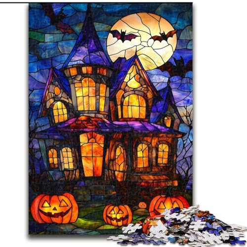 Puzzle für Erwachsene 1000 Teile Halloween-Schloss, Lernspielzeug, Familienspiele, geeignet als Schreibtischdekoration, 38x26cm von LYXIANY
