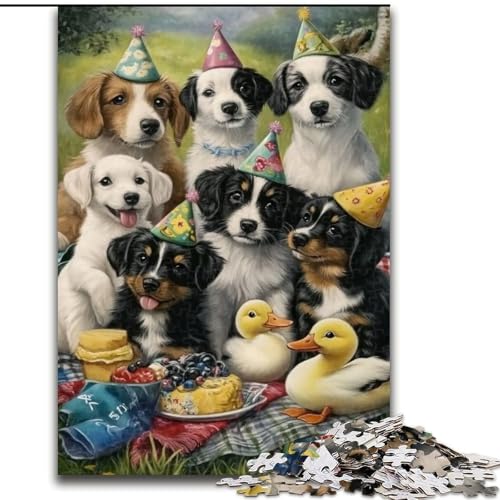Puzzle für Erwachsene 1000 Teile Hundepicknick, anspruchsvolles Spiel und Familienspiel, Lernspiel zum Geburtstag, Weihnachten, 50x75cm von LYXIANY