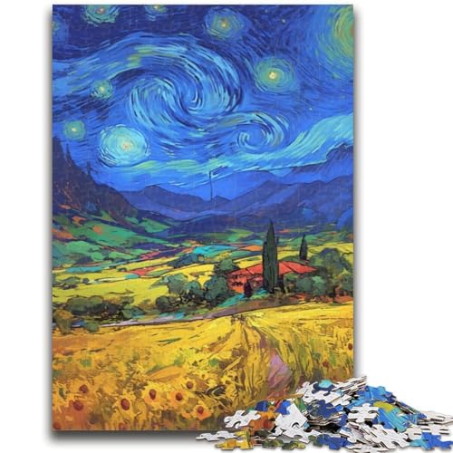Puzzle für Erwachsene 1000 Teile Van Gogh Landschaft Lernspiele DIY-Spielzeug ganze Familie 38x26cm von LYXIANY