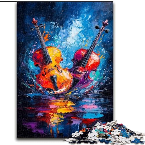 Puzzle für Erwachsene 1000 Teile Zwei Violinen, Spielzeug, Lernspiele, Stressabbau, tolle Geschenke und Spielzeuge, 26x38cm von LYXIANY