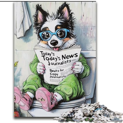 Puzzle für Erwachsene Border Collie Go Toilet Puzzle für Erwachsene, Größe: 50x75cm, für Reiseliebhaber und Paare, anspruchsvolles Spielzeug Puzzle für Erwachsene Border Collie Go Toilet Puzzle für Erwachsene, Größe: 50x75cm, für Reiseliebhaber und Paare, anspruchsvolles Spielzeug von LYXIANY
