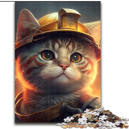 Puzzle für Erwachsene Feuerwehrmann-Katze Puzzle für Erwachsene Größe: 50x75cm Anspruchsvolles Denkspiel - Entspannendes Spielzeug für Teenager von LYXIANY