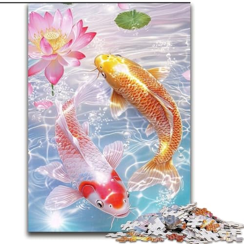 Puzzle für Erwachsene Goldener Koi, Lernspielzeug für Erwachsene, ganze Familie ab 14 Jahren (Größe 50x75cm) von LYXIANY