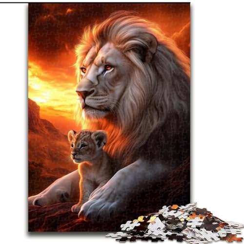 Puzzle für Erwachsene mit 1000 Teilen, Graslandlöwe, Familienunterhaltungsspielzeug, ganze Familie, ab 14 Jahren (Größe 26x38cm) von LYXIANY