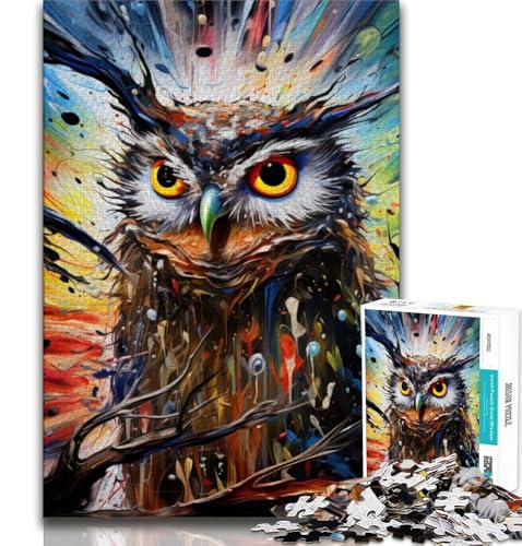 Puzzle für Erwachsene mit 1000 Teilen, Tier-Eule, schwierig, Lernspielzeug, Familienspiele mit passendem Poster und Quizblatt (38x26cm) von LYXIANY