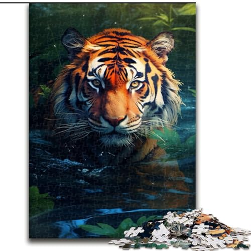 Puzzle für Erwachsene mit 1000 Teilen, wunderschönes Tigergemälde, Puzzle mit 1000 Teilen, Familienaktivitätsspiel für Teenager, anspruchsvolles Denkspiel, Größe 38x26cm von LYXIANY