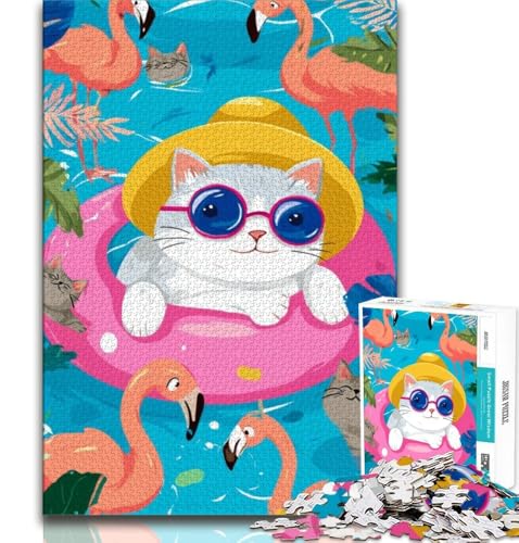 Puzzle für Erwachsene mit 1000 Teilen Katze im Urlaub, hilft dem Gehirn beim Trainieren von süchtig machendem Spielzeug, um Geduld zu fördern, einzigartiges Herausforderungsspiel (38x26cm) von LYXIANY