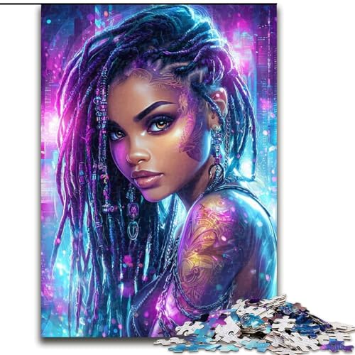 Puzzle für Erwachsene mit 1000 Teilen zum Thema „Afroamerikanische Frau“, lustige Spiele für die ganze Familie, Aktivitäten für zu Hause, Geburtstagsgeschenk, Reisegeschenk (Größe 26x38cm) von LYXIANY