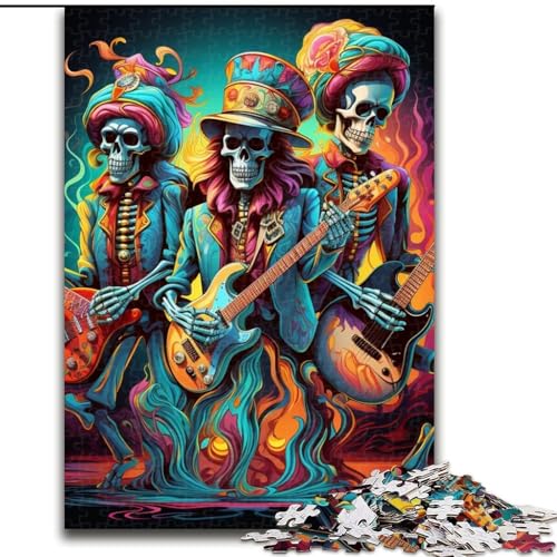 Puzzle für Erwachsene mit Gitarre spielendem Skelett, 1000-teiliges unmögliches Puzzle für Erwachsene, DIY-Kunstwerk, 26x38cm von LYXIANY