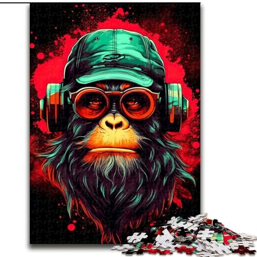 Puzzle für Erwachsene mit Monkey-DJ-Musik, anspruchsvolles Spiel und Familienspiel mit vollständig ineinandergreifenden, zufällig geformten Teilen (Größe 26x38cm) von LYXIANY