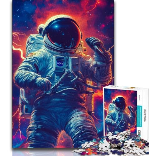 Puzzle für Erwachsene mit Musik-Astronautenmotiv, 1000 Teile, schwierig, Familienspiel, Stressabbau, schwierige Herausforderung, Wichtelgeschenke (38x26cm) von LYXIANY