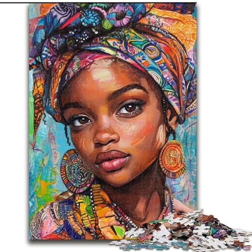 Puzzle für Erwachsene mit afrikanischer Frau, 1000 Teile, Stressabbau, schwierige Herausforderung für die Heimdekoration, für Kinder ab 14 Jahren (Größe 26x38cm) von LYXIANY
