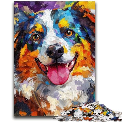 Puzzle für Erwachsene und Jugendliche, 1000 Teile, Australian Shepherd, Stressabbau, schwierige Herausforderung, ganze Familie, 26x38cm von LYXIANY