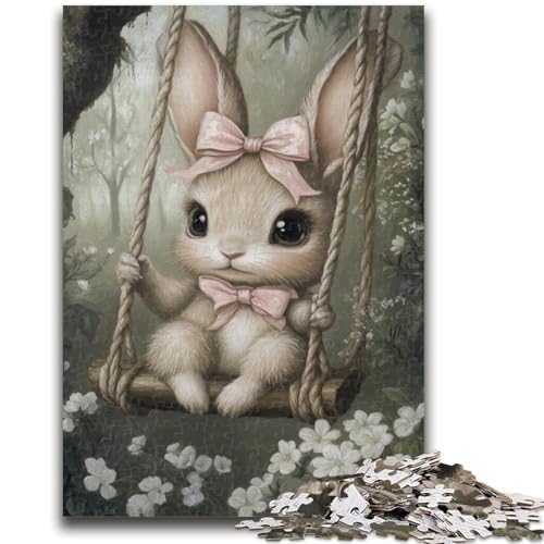 Puzzle für Erwachsene und Jugendliche, 1000 Teile, Baby-Häschen auf der Schaukel, Familienspaß für Erwachsene und Jugendliche, ganze Familie, ab 14 Jahren, 50x75cm von LYXIANY