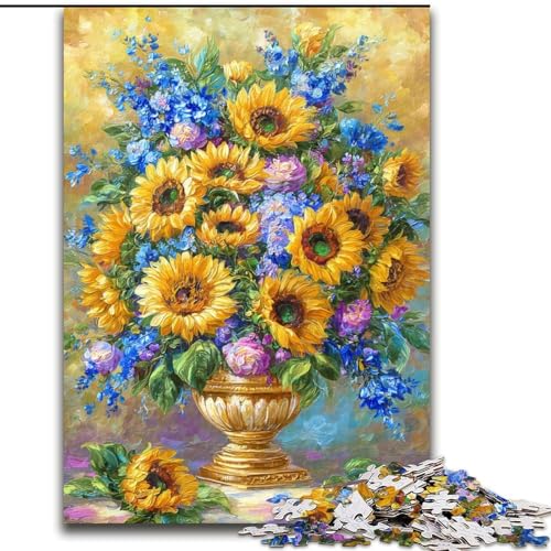 Puzzle für Erwachsene und Jugendliche, 1000 Teile, Blumen, Sonnenblumenkunst, Familienspiel, Stressabbau, schwierige Herausforderung, stärkt die Liebe zwischen Paaren, 50x75cm von LYXIANY