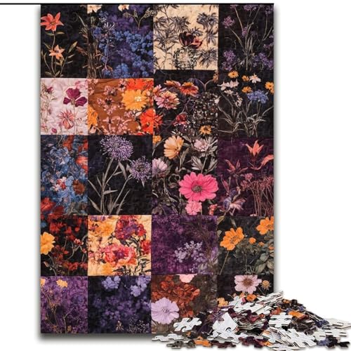 Puzzle für Erwachsene und Jugendliche, 1000 Teile, Blumencollage, dekomprimierendes intellektuelles Lernspielzeug, ganze Familie (Größe 26x38cm) von LYXIANY