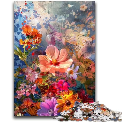 Puzzle für Erwachsene und Jugendliche, 1000 Teile, Bunte Blumen, für Kinder ab 14 Jahren, schönes Designspiel, schönes Designspiel, tolles Geschenk, 26x38cm von LYXIANY