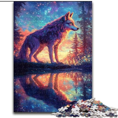 Puzzle für Erwachsene und Jugendliche, 1000 Teile, Cosmic Wolf, Lernspiele, Heimdekoration, geeignet für die Schreibtischdekoration (Größe 26x38cm) von LYXIANY