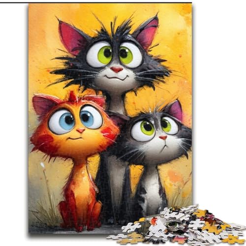 Puzzle für Erwachsene und Jugendliche, 1000 Teile, DREI Katzen, pädagogisches Spielzeug zum Stressabbau, ganze Familie, 38x26cm von LYXIANY