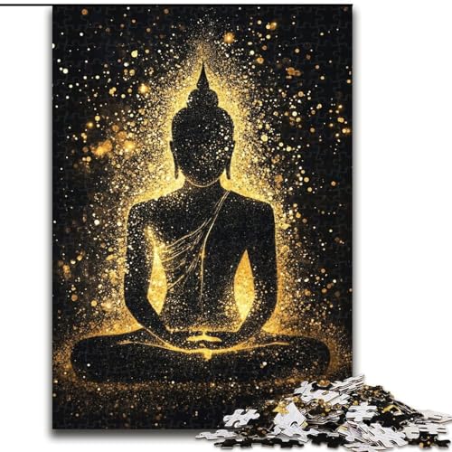 Puzzle für Erwachsene und Jugendliche, 1000 Teile, Goldener Buddha, dekomprimierendes intellektuelles Lernspielzeug, ganze Familie (Größe 26x38cm) von LYXIANY