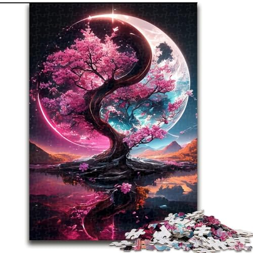 Puzzle für Erwachsene und Jugendliche, 1000 Teile, Yin-Yang-Kirschblütenbaum, Spielzeug, Lernspiele, Stressabbau, Eltern-Kind-Interaktion (Größe 50x75cm) von LYXIANY