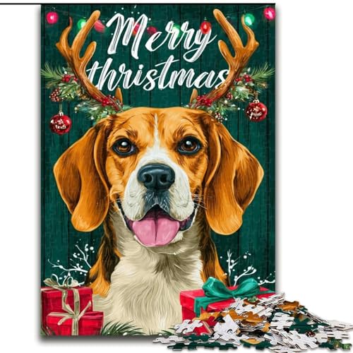 Puzzle für Erwachsene und Jugendliche, 1000-teiliges Puzzle Weihnachtshund, anspruchsvolles Spiel und Familienspiel mit vollständig ineinandergreifenden, zufällig geformten Teilen (Größe 26x38cm) Puzzle für Erwachsene und Jugendliche, 1000-teiliges Puzzle Weihnachtshund, anspruchsvolles Spiel und Familienspiel mit vollständig ineinandergreifenden, zufällig geformten Teilen (Größe 26x38cm) von LYXIANY