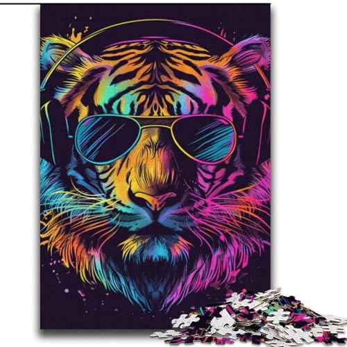 Puzzle für Erwachsene und Jugendliche, 2000 Teile, Tiger mit Kopfhörern, für Kinder ab 14 Jahren, entspannendes, intellektuelles Lernspielzeug, tolles Geschenk, 70x100cm Puzzle für Erwachsene und Jugendliche, 2000 Teile, Tiger mit Kopfhörern, für Kinder ab 14 Jahren, entspannendes, intellektuelles Lernspielzeug, tolles Geschenk, 70x100cm von LYXIANY