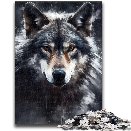 Puzzle für Erwachsene und Jugendliche, Holzkohle-Wolfsporträt, anspruchsvolles Spiel und Familienspiel, Lernspiel für Geburtstag, Weihnachten, 50x75cm von LYXIANY